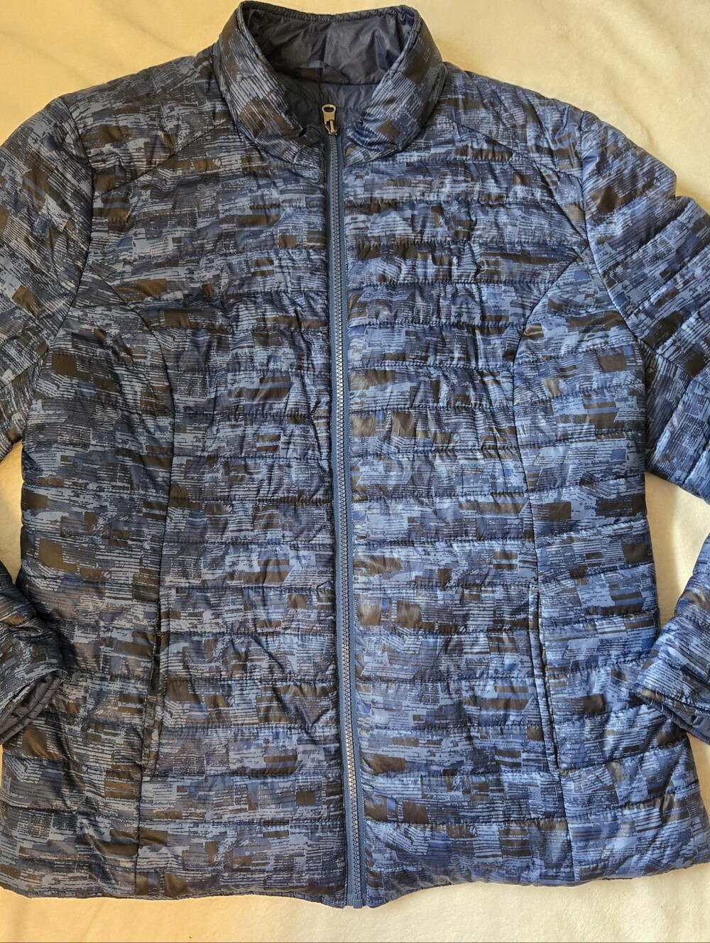 Northern Reflections Reversible Navy Blue Quilted Packable Puffer Jacket
